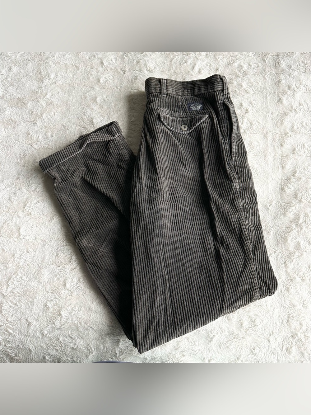 Vintage Dockers Corduroy Pants Mens 32x30 Gray Double Pleated Cuffed 80s Vtg